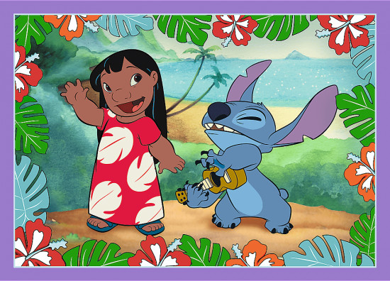 Набор пазлов 4 в 1 «Лило и Стич. Безумный день. Lilo & Stitch. Crazy Day»