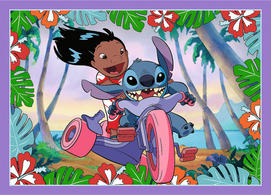 Набор пазлов 4 в 1 «Лило и Стич. Безумный день. Lilo & Stitch. Crazy Day»