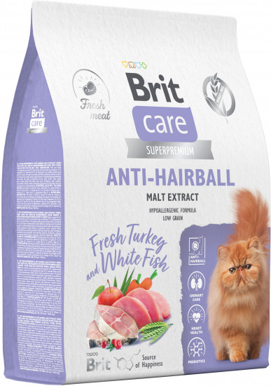 Корм сухой для кошек с белой рыбой и индейкой «Cat Anti-Hairball»