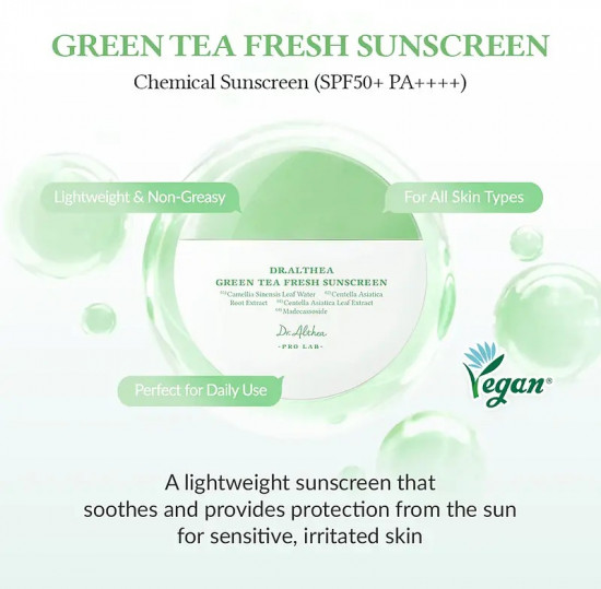 Освежающий солнцезащитный крем для лица SPF50+ PA++++ «Green Tea»