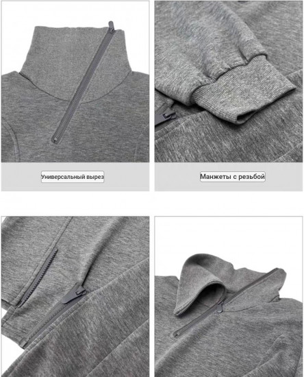 Женский асимметричный свитшот на молнии