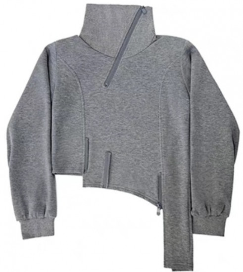 Женский асимметричный свитшот на молнии