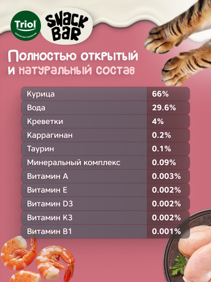 Лакомство для кошек «Крем из курицы с креветкой»