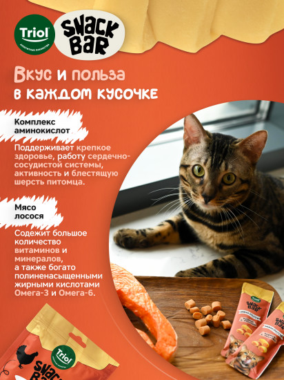 Лакомство для кошек «Мини-роллы с начинкой из курицы с лососем»