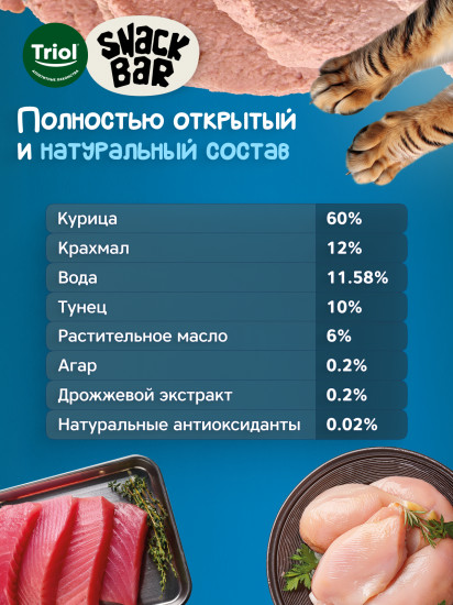 Лакомство для кошек «Паштет из курицы с тунцом»