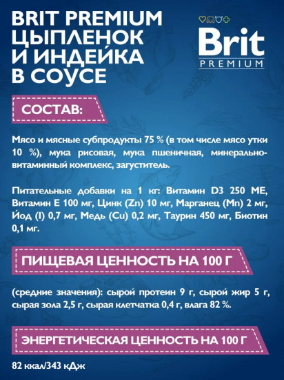 Набор паучей для взрослых кошек «Цыпленок и индейка в соусе»