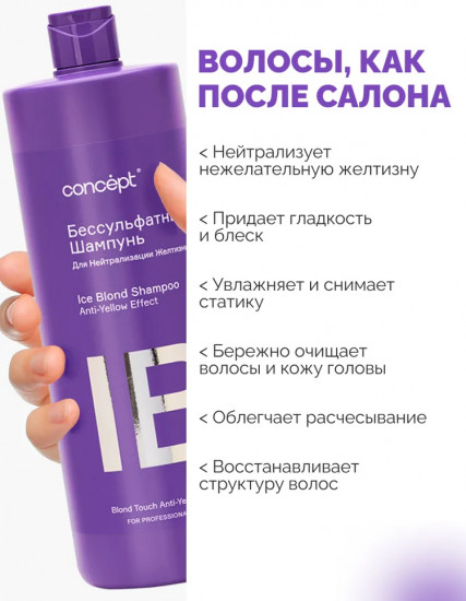 Шампунь бессульфатный для нейтрализации желтизны «Ice Blond»