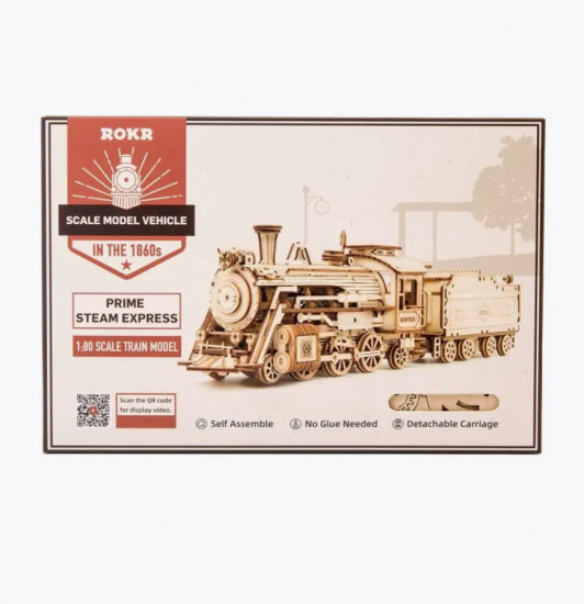 Деревянный 3D конструктор «Старинный Паровоз Prime Steam Express»