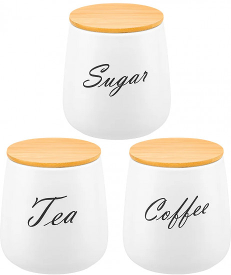 Набор банок для сыпучих продуктов с крышками «Tea, Coffe, Sugar»