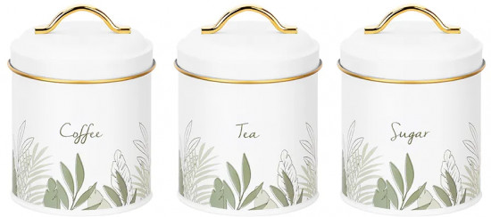 Набор банок для сыпучих продуктов с крышками «Tea, Coffee, Sugar»