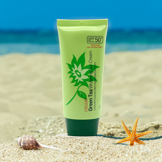 Крем для лица с экстрактом зелёного чая солнцезащитный «Green Tea Whitening Sun Cream» SPF50+/PA+++