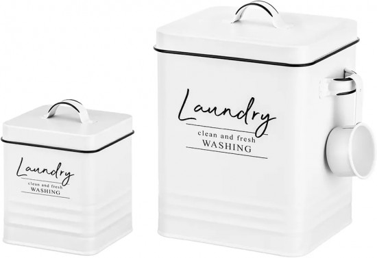 Набор контейнеров для хранения порошка и капсул с мерной ложкой «Laundry»