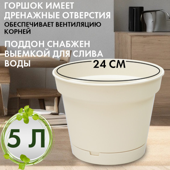 Горшок для цветов с поддоном «Mint»