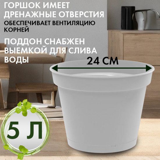Горшок для цветов с поддоном «Mint»