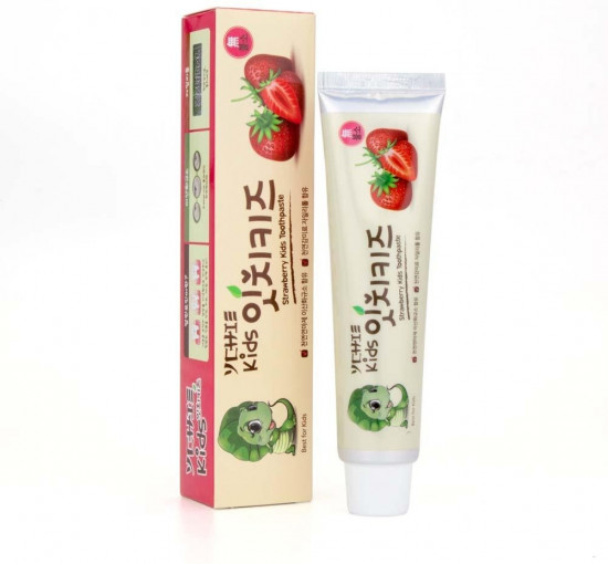 Детская зубная паста без фтора со вкусом клубники «Strawberry Kids Toothpaste»