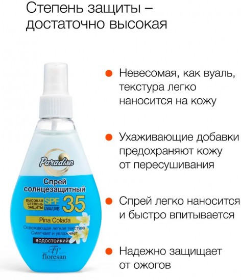 Спрей для тела солнцезащитный водостойкий SPF 35