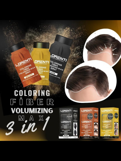 Пудра-воск для укладки волос 3 в 1 «Coloring Fiber Volumizing Wax 3 In 1 Black»