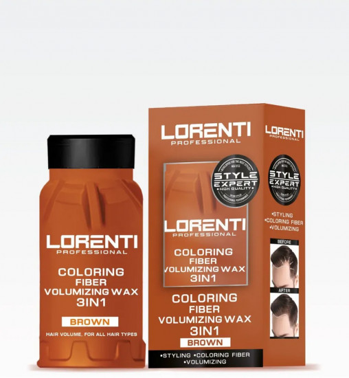 Пудра-воск для укладки волос 3 в 1 «Coloring Fiber Volumizing Wax 3 In 1 Brown»