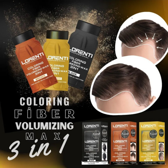 Пудра-воск для укладки волос 3 в 1 «Coloring Fiber Volumizing Wax 3 In 1 Brown»