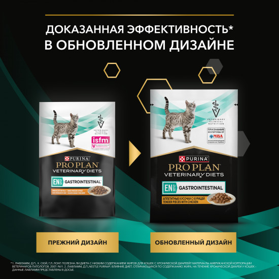 Корм влажный для котят и взрослых кошек при расстройствах пищеварения «Кусочки в подливке с курицей»