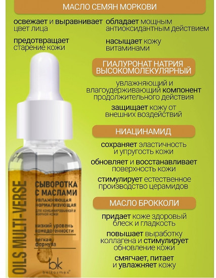 Сыворотка для комбинированной и жирной кожи лица увлажняющая, нормализующая