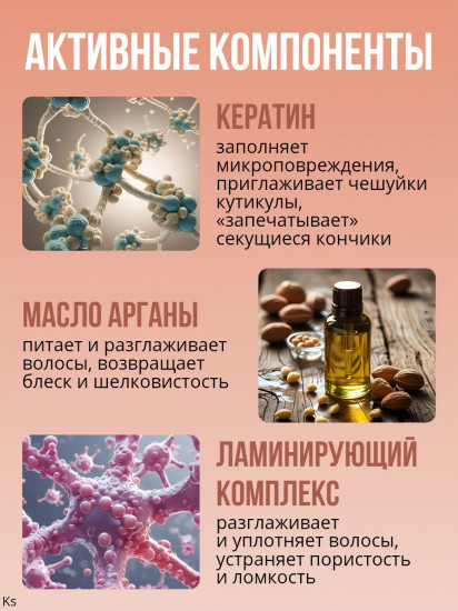 Шампунь для блеска волос восстанавливающий «Keratin+argan oil»