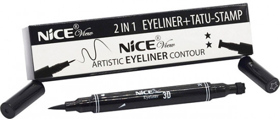 Подводка-фломастер для глаз со штампом 2 in 1 Eyeliner and tatu-stamp «Звезда», оттенок Черный