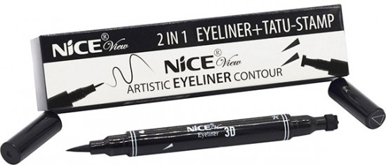 Подводка-фломастер для глаз со штампом 2 in 1 Eyeliner and tatu-stamp «Стрелка», оттенок Черный