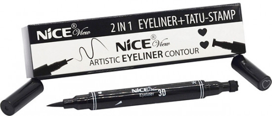 Подводка-фломастер для глаз со штампом 2 in 1 Eyeliner and tatu-stamp «Сердце», оттенок Черный