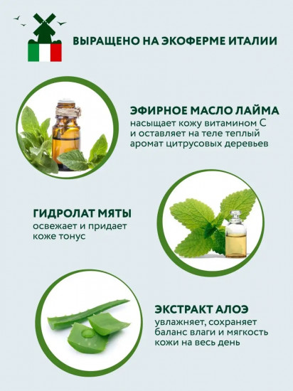 Молочко для тела тонизирующее «Сочный лайм и мята»