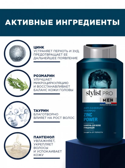 Шампунь для волос очищающий «Защита от перхоти. Zinc power»