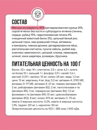 Сухой корм для стерилизованных кошек с ягненком, курицей и клюквой