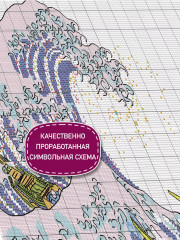 Набор для вышивания по мотивам гравюры К. Хокусая «Большая волна в Канагаве» - Фото 3