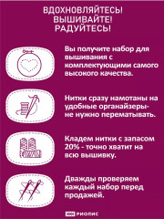 Набор для вышивания по мотивам гравюры К. Хокусая «Большая волна в Канагаве» - Фото 6