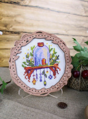 Набор для вышивания на деревянной основе «Домик на полке» - Фото 1