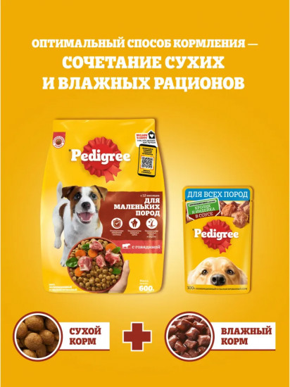 Корм сухой для взрослых собак мелких пород с говядиной