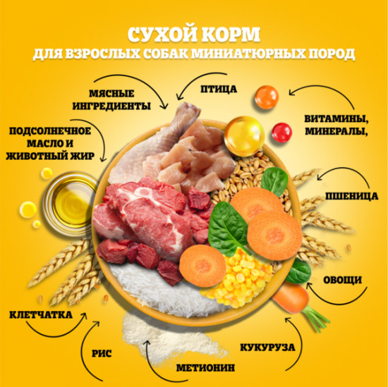 Корм сухой для собак миниатюрных пород c говядиной