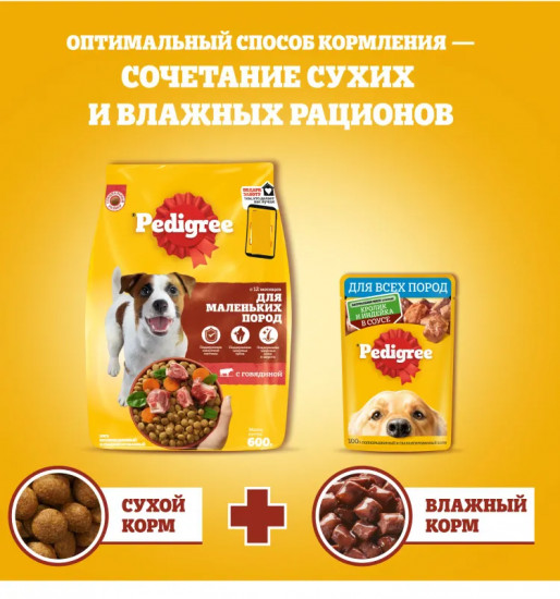 Корм сухой для взрослых собак мелких пород с говядиной