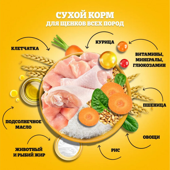 Корм сухой для щенков всех пород с курицей