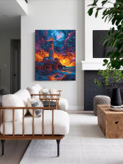 Картина по номерам «Маяк на закате» - Фото 2