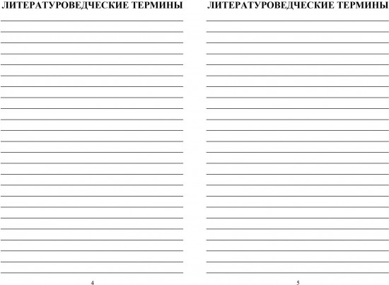 Тетрадь для записи терминов по литературе
