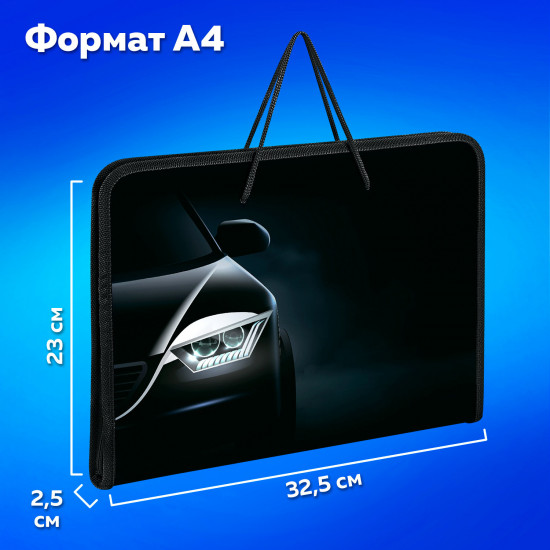 Папка для труда на молнии с ручками и органайзером для мальчиков «Car flash»