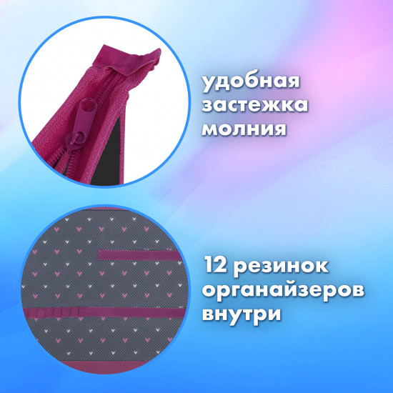 Папка для труда на молнии с органайзером для девочек «Shining heart»