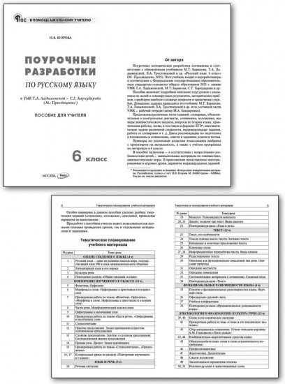 Поурочные разработки по русскому языку. 6 класс