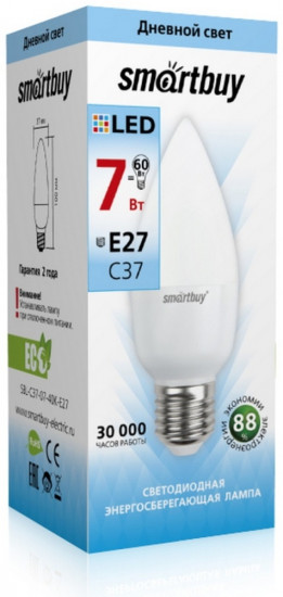 Светодиодная лампа Smartbuy LED C37 E27
