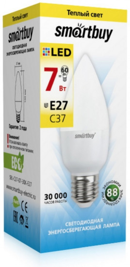 Светодиодная лампа Smartbuy LED C37 E27