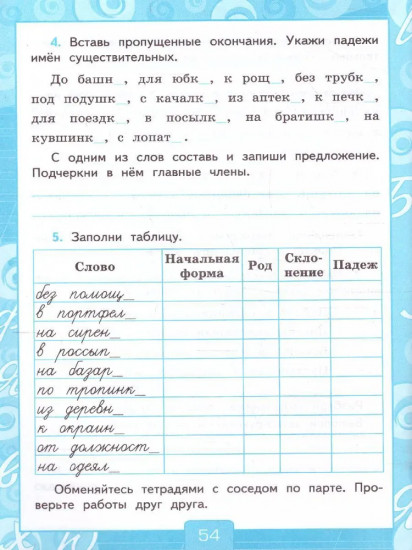 Русский язык. 4 класс. Рабочая тетрадь №1