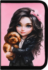 Пенал школьный «Брюнетка с собачкой» - Фото 1