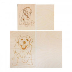 Доски для выжигания «Игривый щенок и слониха со слоненком» - Фото 1