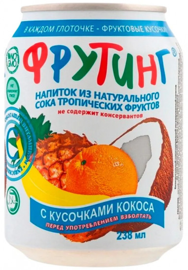 Напиток сокосодержащий из тропических фруктов с кусочками кокоса